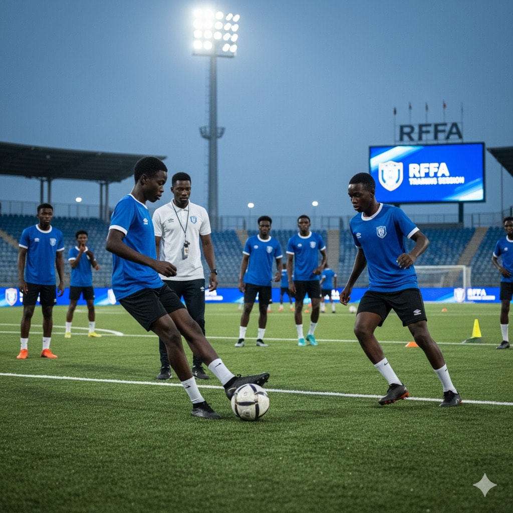RFFA young football players training on the field